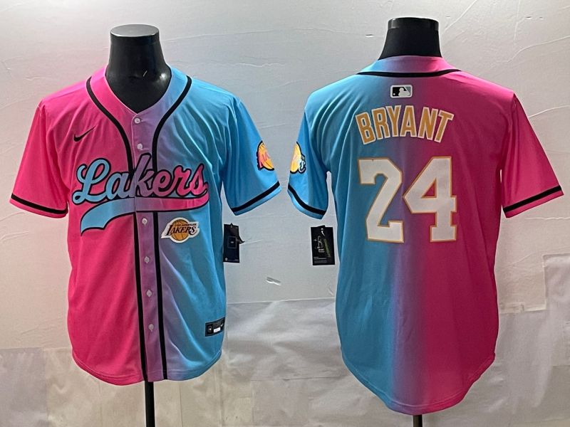 Men 2025 Los Angeles Lakers #24 Bryant Blue pink Nike NBA Jersey style 011